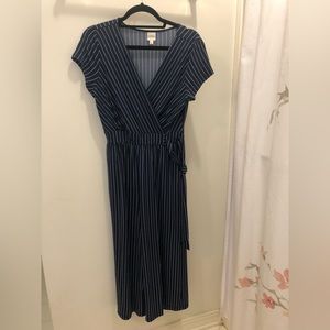 Navy blue striped jumpsuit